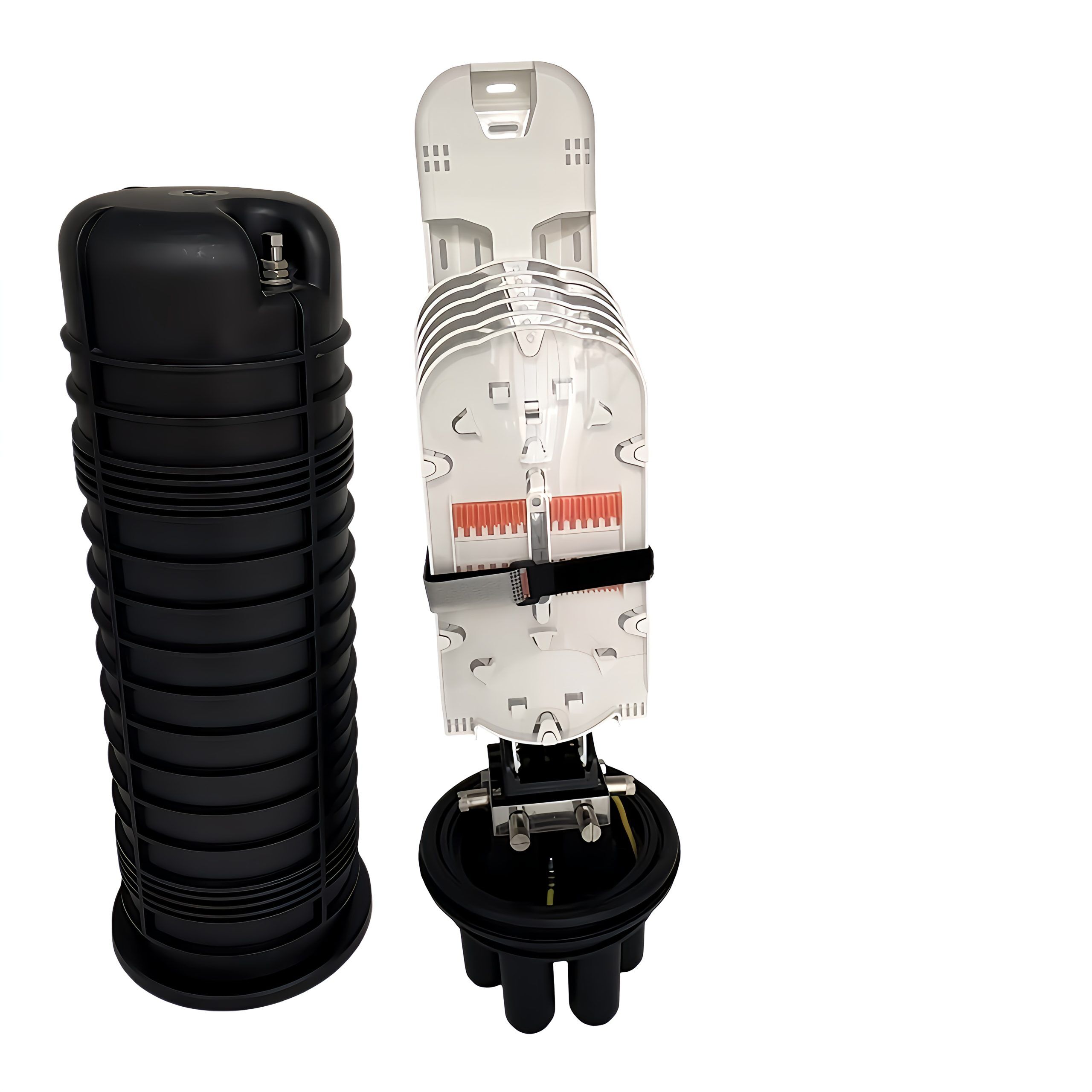 GJSM5-RS-B (1) 1 in 4 out vertical fiber optic splice ecnclosure for 144 splices