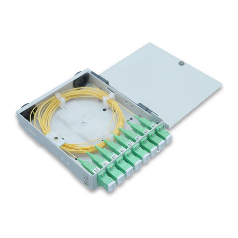 2-cable-in-8-fiber-out-optical-termination-box-inside-with-sc-apc-adaptor metal 8 port fiber optical termination box per-terminated with pigtail