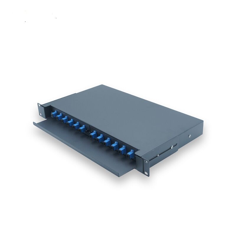 12-port-rack-mount-fiber-termination-box-with-two-external-6-adapter-port-4-cable-entry rack mount fiber termination with two 6 port adapter panel on the front